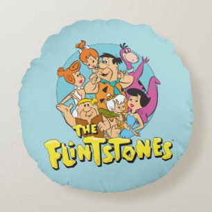 Almofada Redonda O Gráfico da Família Flintstones e Rubbles