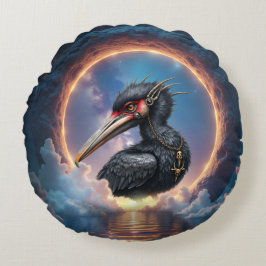Almofada Redonda O Guardião do Portal – Ave de Fantasia