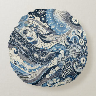 Almofada Redonda O Home Studio Indigo Bloom
