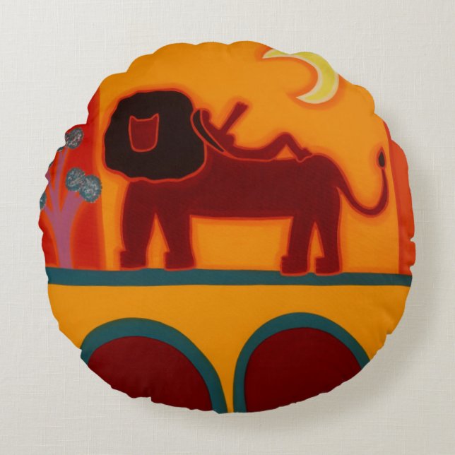 Almofada Redonda O leão de Fulham Broadway 2008 (Frente)