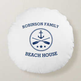 Almofada Redonda O nome da família da casa de praia Anchor Oars Sta