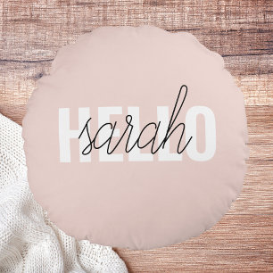 Almofada Redonda O Pastel Moderno Pink Hello E Você Nome