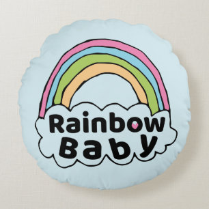 Almofada Redonda O Pastel Rainbow Baby Birth abençoando o milagre