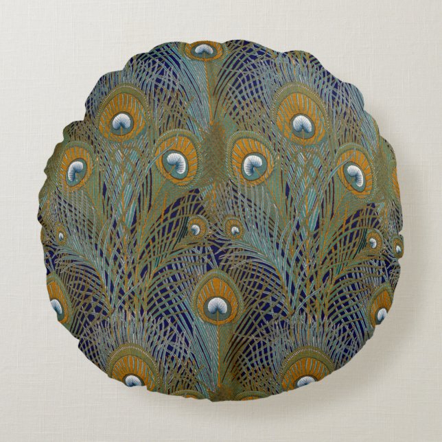 Almofada Redonda O pavão empluma-se coxins (Frente)