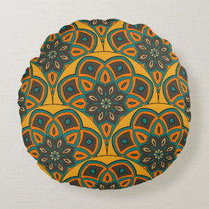 Almofada Redonda O peixe abstrato mandala balança um padrão perfeit