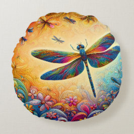 Almofada Redonda O Travesseiro decorativo de Viagem da Dragonfly