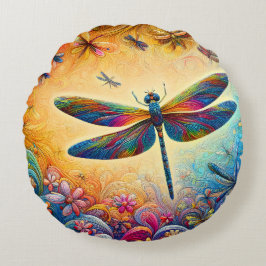 Almofada Redonda O Travesseiro decorativo de Viagem da Dragonfly