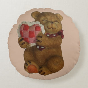 Almofada Redonda O urso de ursinho dá-o que é coração