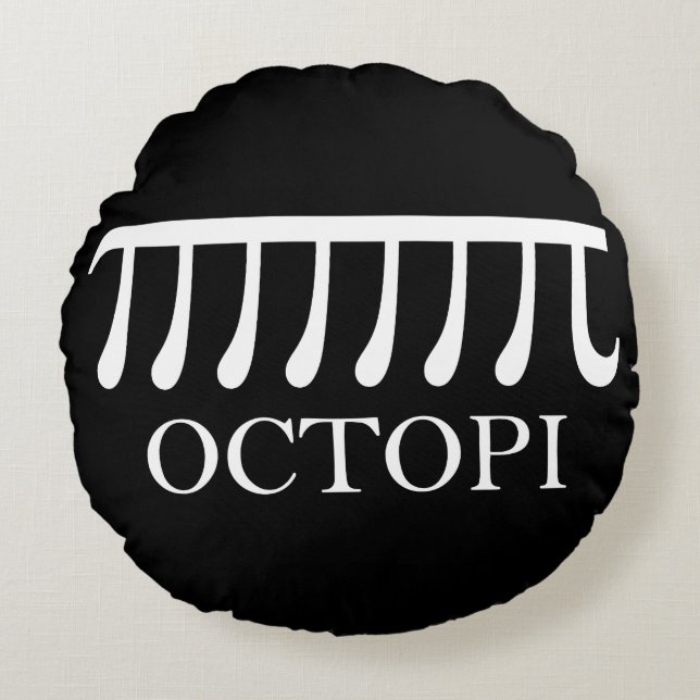Almofada Redonda Octopi - Engraçado Pi Octopus Math (Frente)