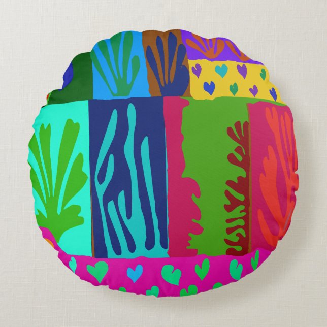 Almofada Redonda Ode à Colagem de Matisse (Frente)