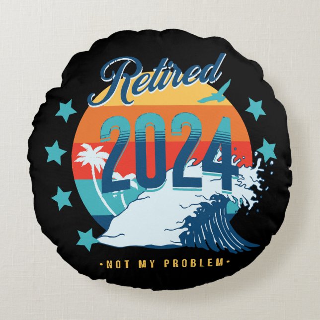Almofada Redonda Oficialmente Aposentado 2024 (Frente)