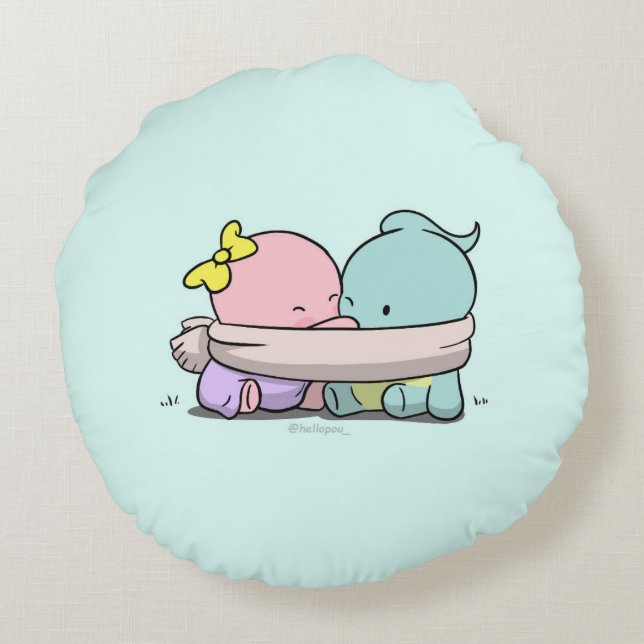 Almofada Redonda Olá Travesseiro Pou (Verso)