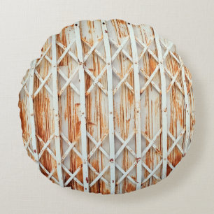 Almofada Redonda Old iron door panels are rusted. abstract,antique,