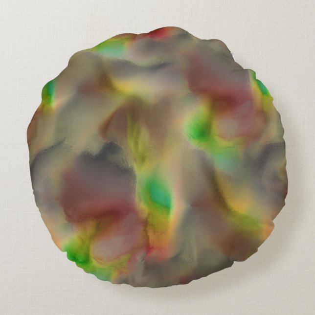 Almofada Redonda Olho de vidro em vermelho e verde limão em tons de (Verso)