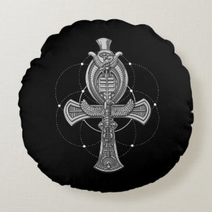 Almofada Redonda Olho transversal de Ankh do símbolo egípcio anti