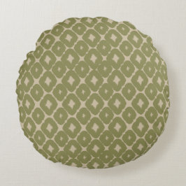 Almofada Redonda Olive and cream Boho Geometric Throw Pillow