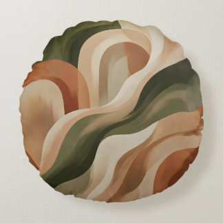 Almofada Redonda Olive Green Terracotta Abstract Round Throw Pillow