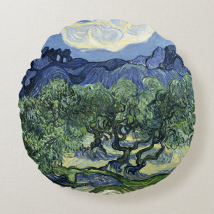 Almofada Redonda Oliveiras de Van Gogh - Arte Montanha Azul