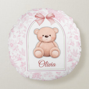 Almofada Redonda Olivia Design de Enfermeiro de Urso Rosa Persona