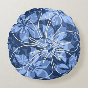Almofada Redonda Olowalu Hibiscus Hawaiian Camo Reversible