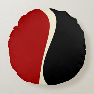 Almofada Redonda Ondas Simples 2 em Vermelho e Creme