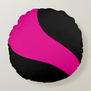 Almofada Redonda Ondas simples em magenta e preto