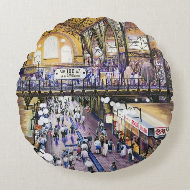 Almofada Redonda Onde está o guarda-chuva feminino?Budapeste (Frente)