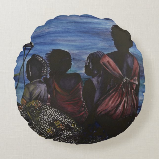 Almofada Redonda Onde está o Pai? Ilha Harbour, Bahamas (Frente)