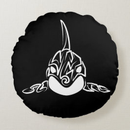 Almofada Redonda Orca Tribal Negra
