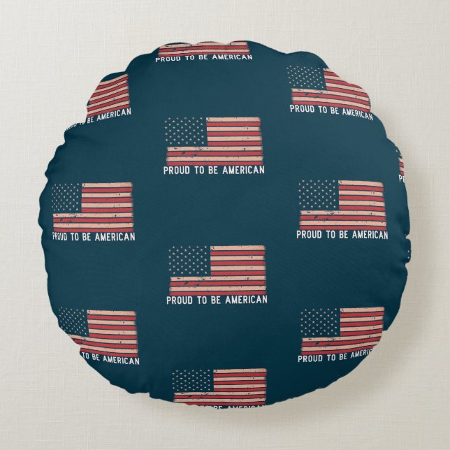 Almofada Redonda Orgulho de ser americano (Frente)