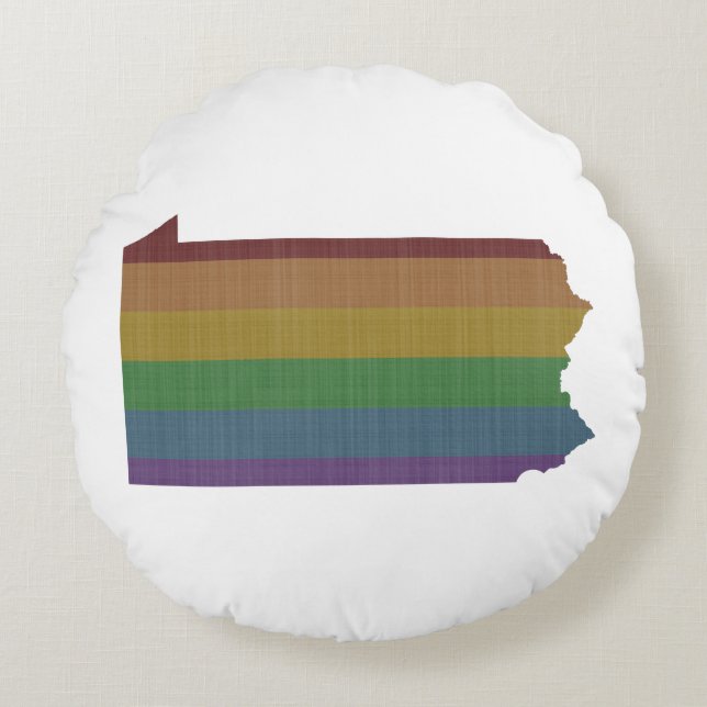 Almofada Redonda Orgulho gay arco-íris da Pensilvânia (Frente)