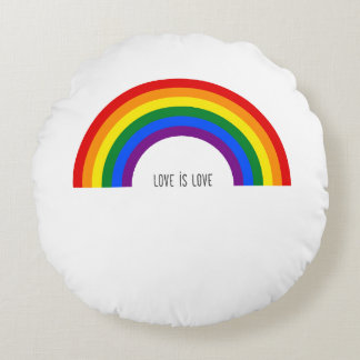 Almofada Redonda Orgulho Gay Arco-íris. O amor é amor.