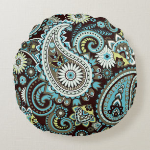 Almofada Redonda Oriental Paisley Vintage - Padrão sem costura