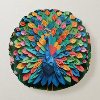 Almofada Redonda Origami Peacock