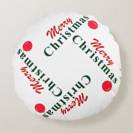 Almofada Redonda Ornament Elegante Vermelho Elegante de Natal Feliz