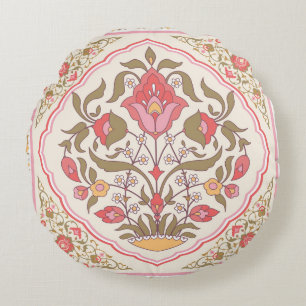 Almofada Redonda Ornamentado Oriental: Design de Na moda Floral.