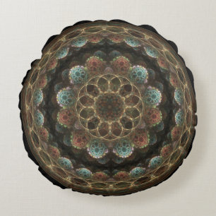 Almofada Redonda Ornamento circular esotérico fractal sagrado