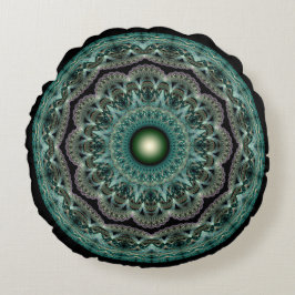 Almofada Redonda Ornamento de rico fractal de ligação frontal