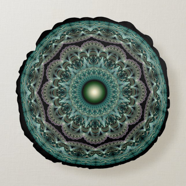 Almofada Redonda Ornamento de rico fractal de ligação frontal (Frente)