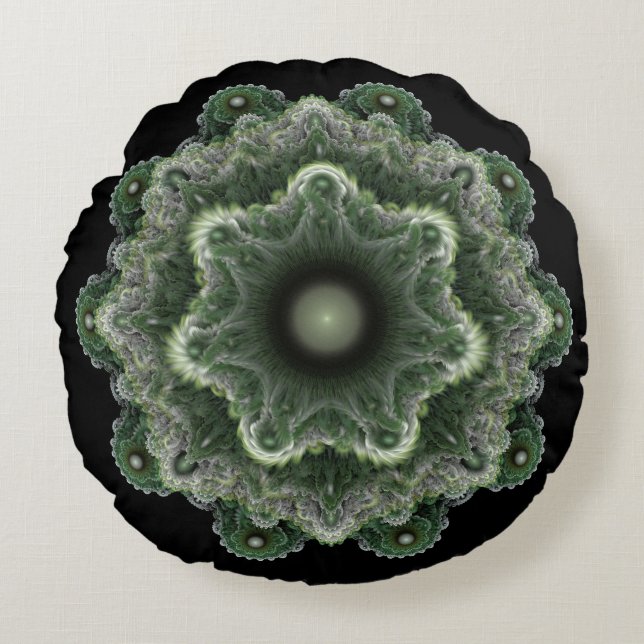 Almofada Redonda Ornamento fantasia fractal (Frente)