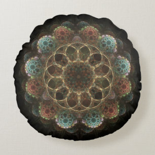 Almofada Redonda Ornamento fractal esotérico sagrado