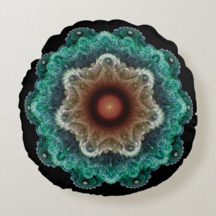 Almofada Redonda Ornamento fractal extravagante