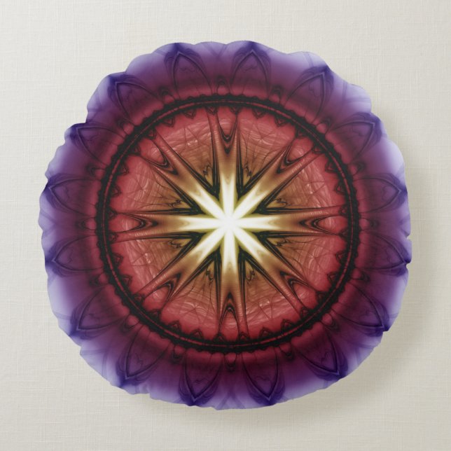 Almofada Redonda Ornamento fractal místico mágico (Frente)