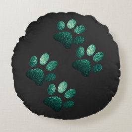 Almofada Redonda Os amigos do cão brilham verde escuro
