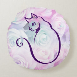 Almofada Redonda Os E.U. fizeram a gato tirado mão o travesseiro