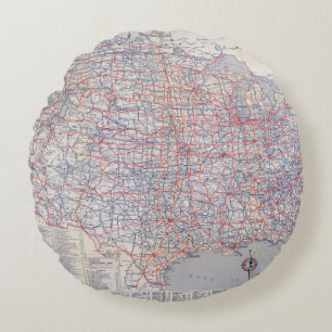 Almofada Redonda Os Estados Unidos do mapa de estradas