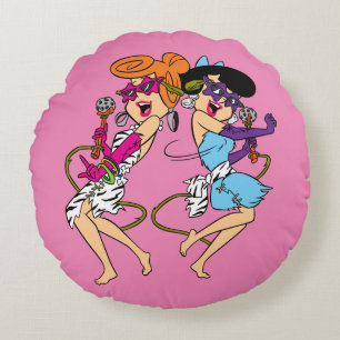 Almofada Redonda Os Flintstones   Estrelas Wilma & Betty Rock