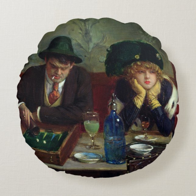 Almofada Redonda Os jogadores da gamão (Frente)