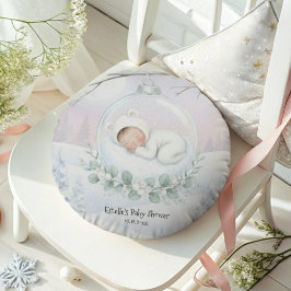 Almofada Redonda Our Little Snowbaby is on the way Cozy Comfort