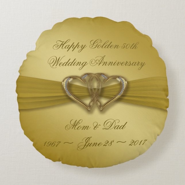 Almofada Redonda Ouro clássico 50º aniversário (Frente)